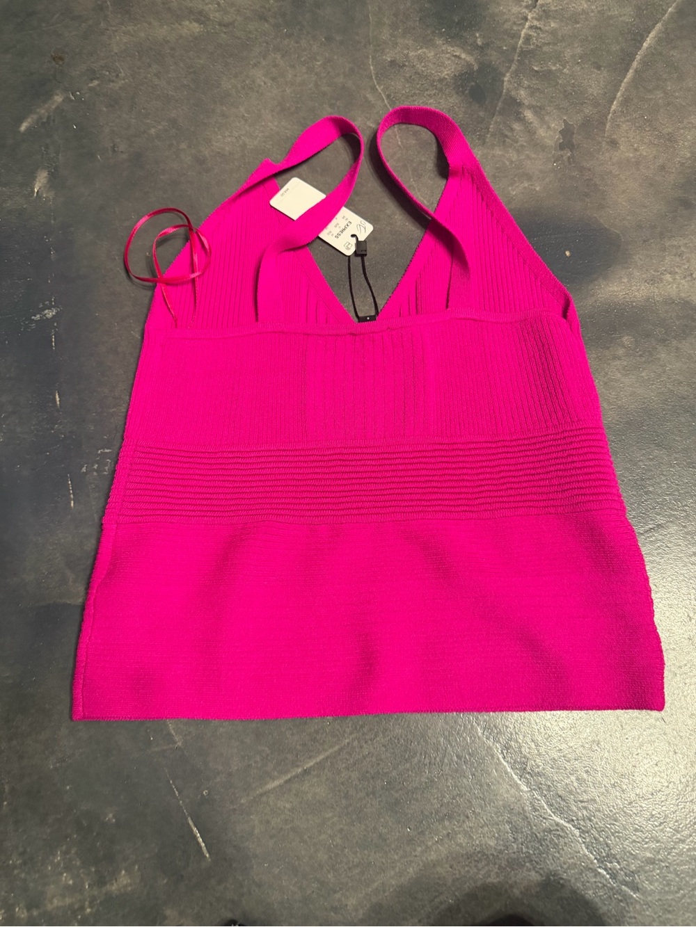 Express Hot Pink Ribbed V-Neck Camisole - Picture 3 of 4